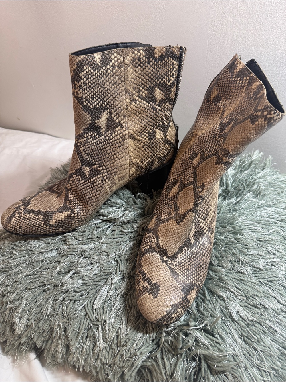 Dolce Vita Snake-Print Ankle Boots in Brown